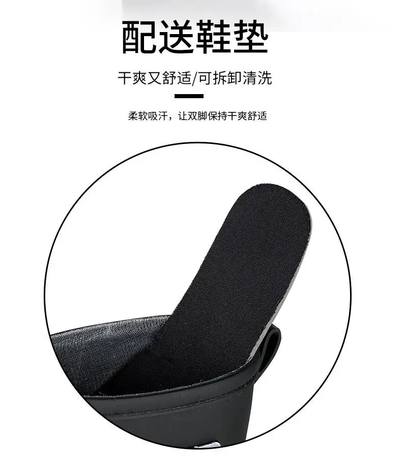 Rain Boots Women's Rubber Shoes Women's Adult Fashion Kitchen Work Non-Slip fleece-lined Rain Boots New Style Waterproof Shoes with Soft Sole — feature 14