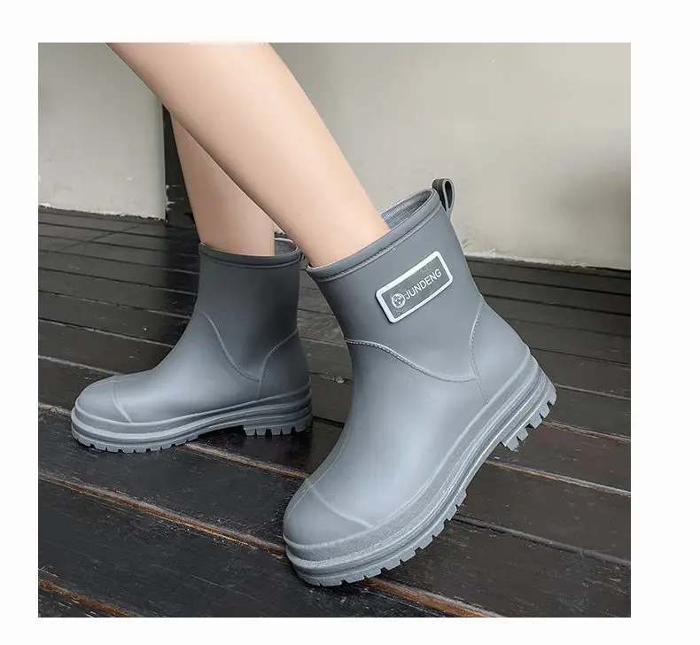 Rain Boots Women's Rubber Shoes Women's Adult Fashion Kitchen Work Non-Slip fleece-lined Rain Boots New Style Waterproof Shoes with Soft Sole — feature 24