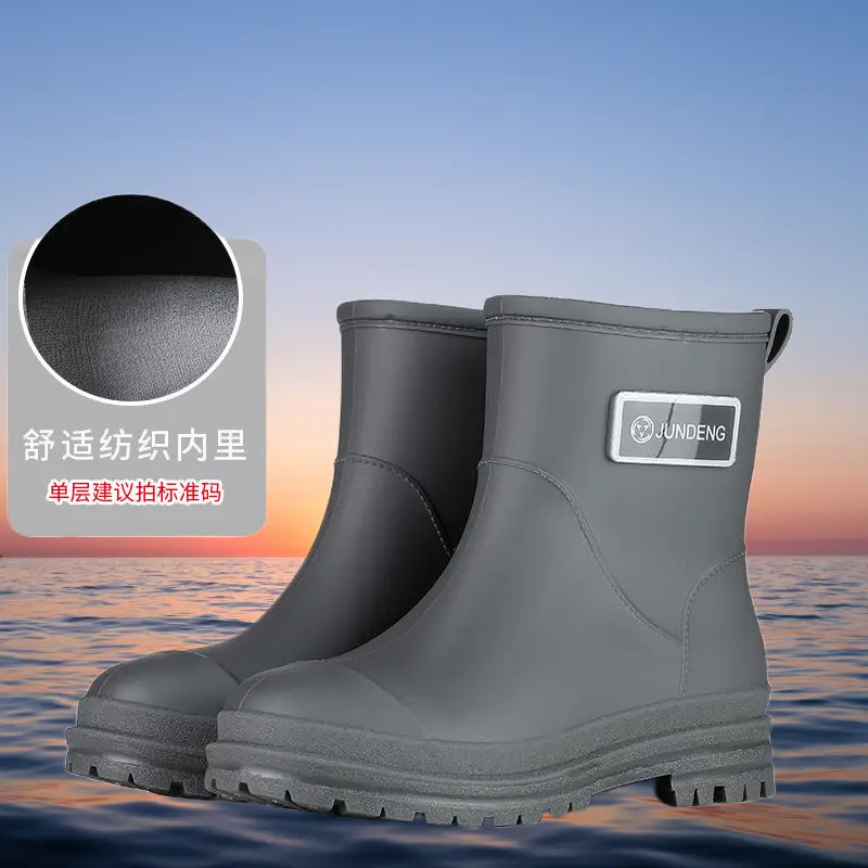 Rain Boots Women's Rubber Shoes Women's Adult Fashion Kitchen Work Non-Slip fleece-lined Rain Boots New Style Waterproof Shoes with Soft Sole - Image 3