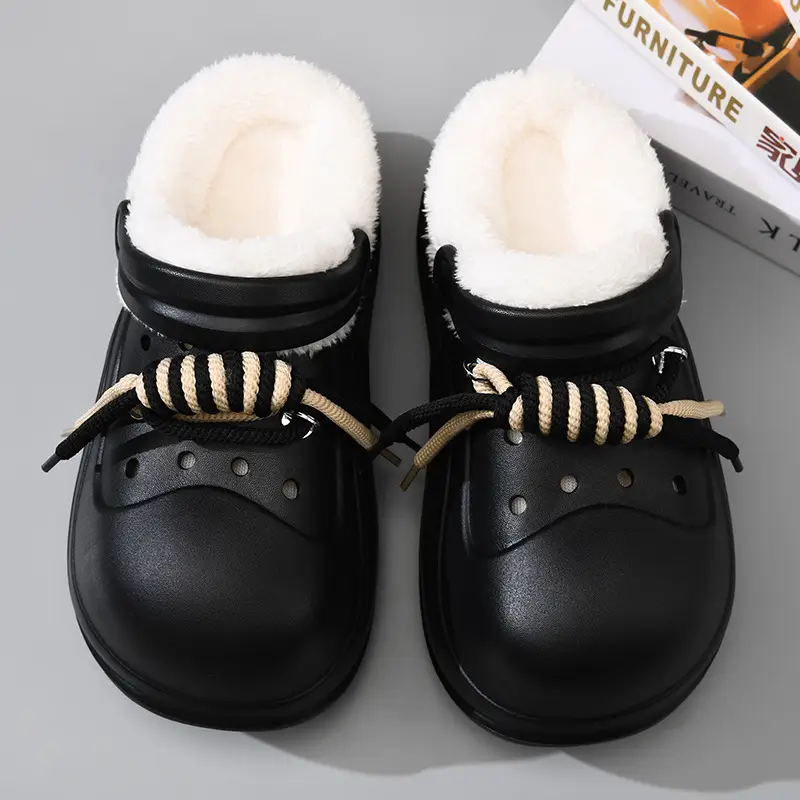 Women's Fleece Lined Cotton Slippers White Thick Strap