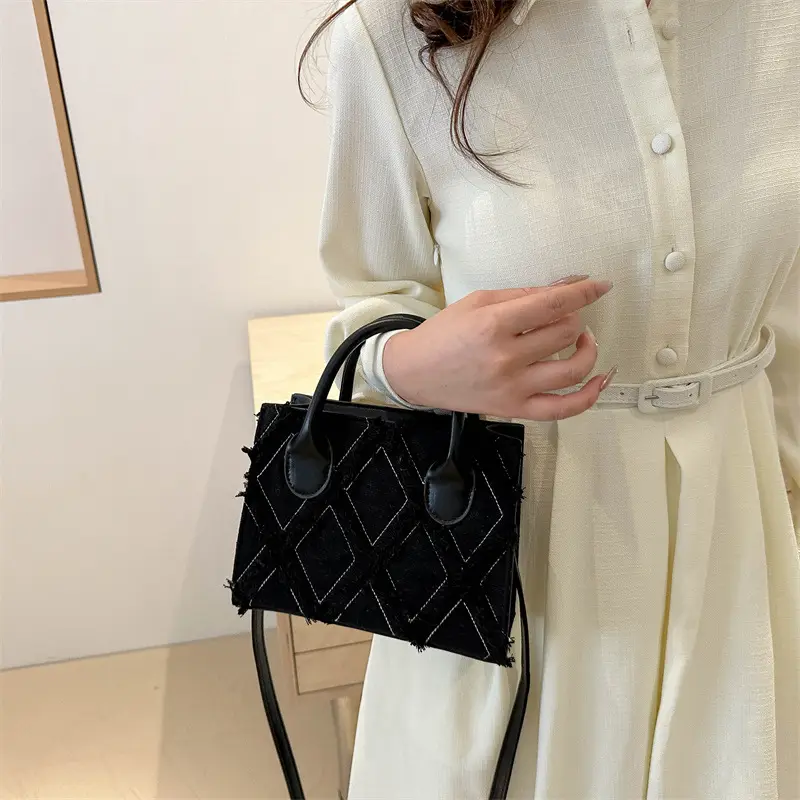 Black Quilted Denim Handbag for Women Summer 2025 - Image 7