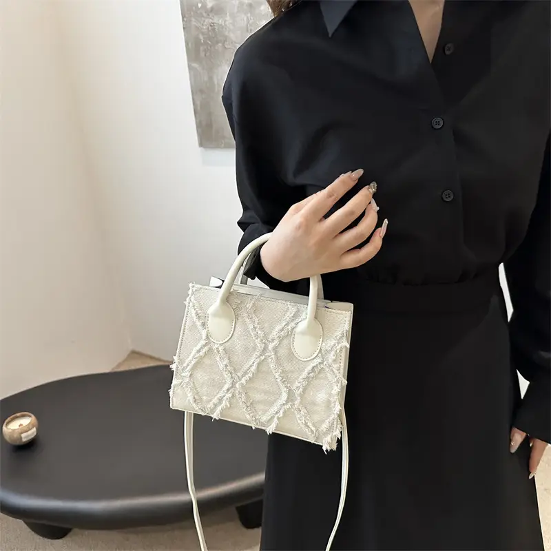 Black Quilted Denim Handbag for Women Summer 2025 - Image 8