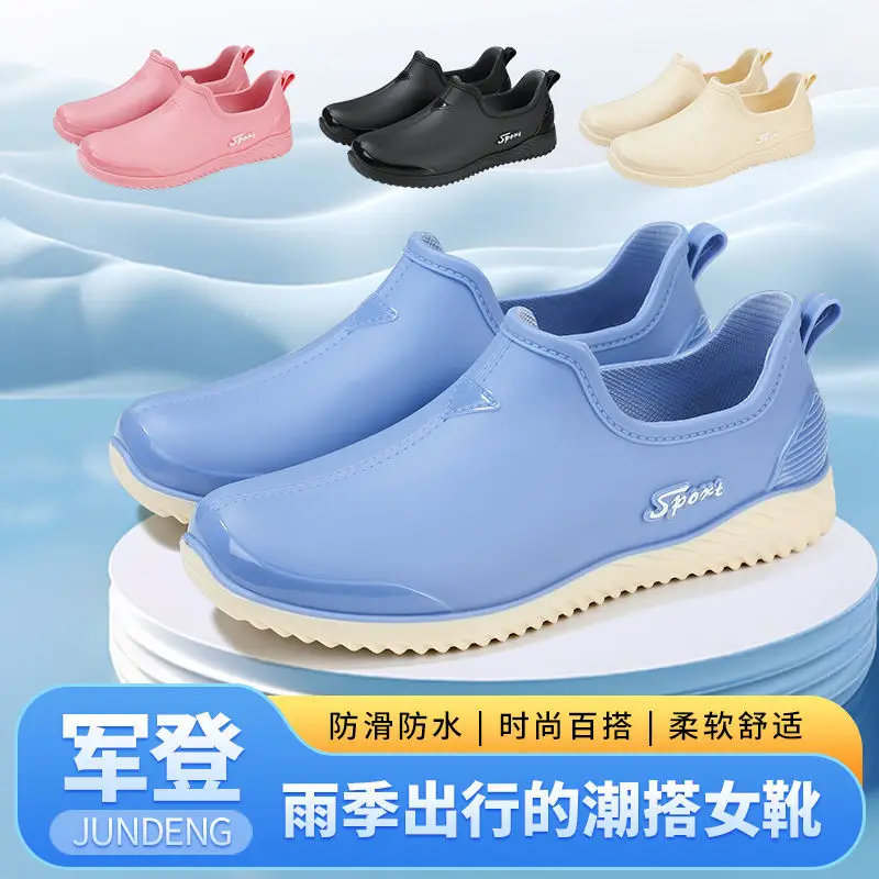 Rain boots women's fashion net red low side fleece-lined warm short tube wholesale non-slip waterproof shoes shallow mouth warm feet rubber shoes generation — feature 26