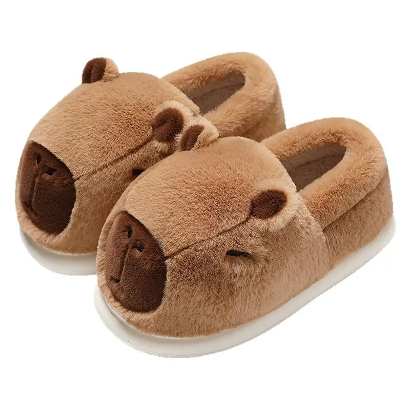 Capybara Cotton Slippers with Heel Cover, Winter Cute Cartoon Capybara Plush Home Shoes for Women, Couple's Warm Cotton Shoes for Men - Image 6