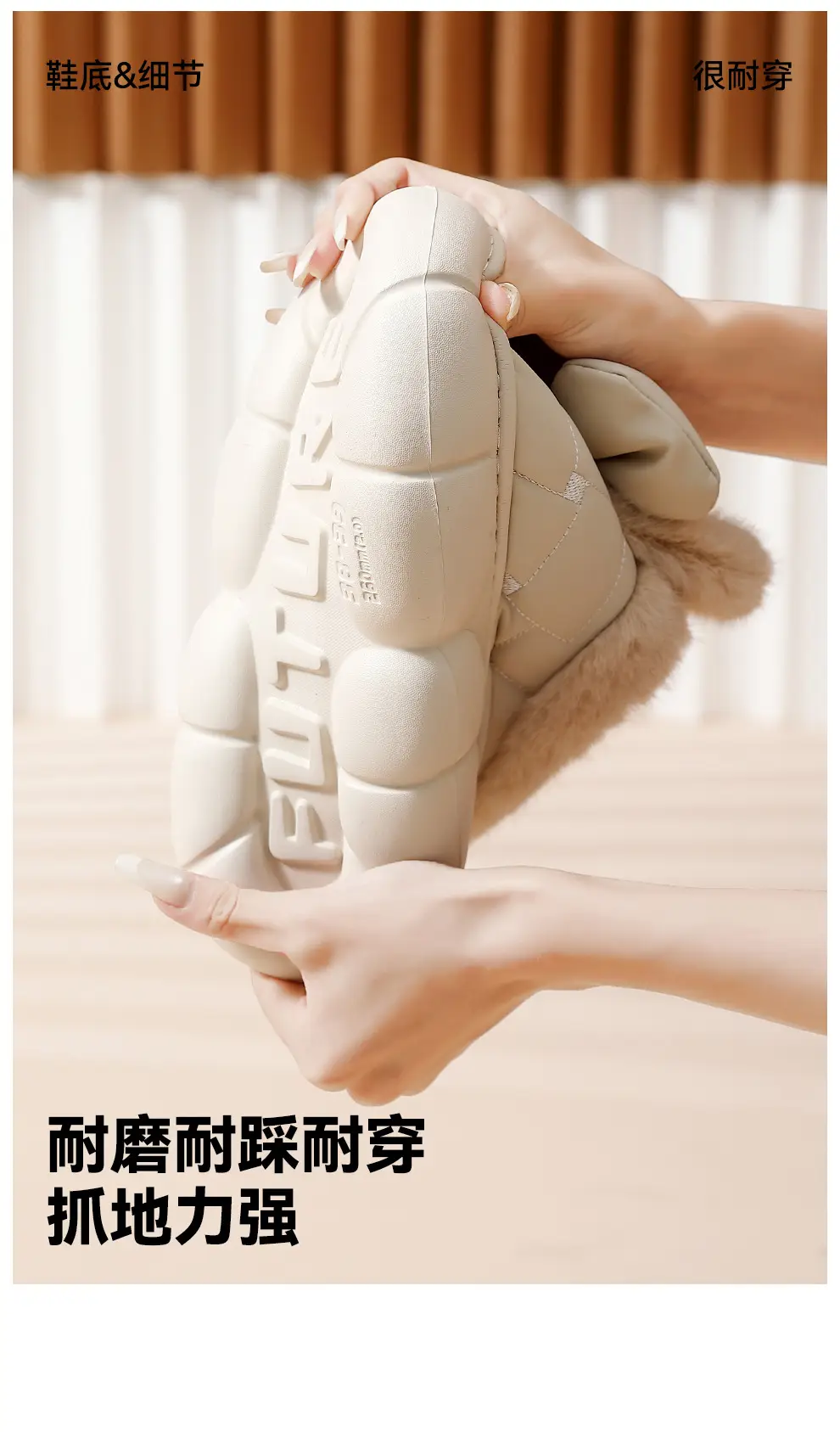 Bow cotton shoes snow boots Korean version bag with women's indoor and outdoor fleece-lined thick bottom non-slip warm slippers for lovers winter — feature 12