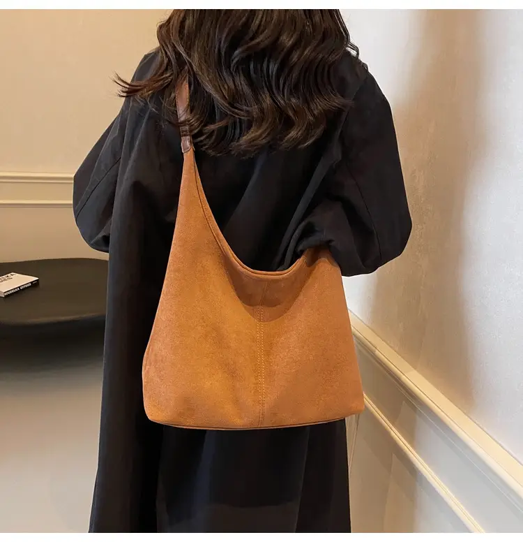 2025 Velvet Shoulder Bag Large Capacity Textured Commuter Tote — feature 9