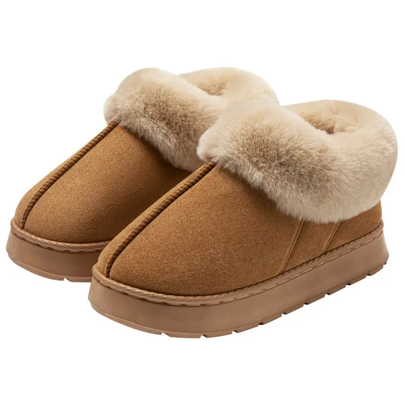Muji Autumn and Winter Plush Cotton Shoes, Good Quality Warm Home Thickeneded Furry Waterproof Root-Wrapped Couple High-Top Cotton Slippers - Image 8
