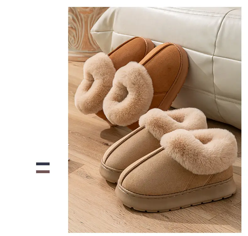 Muji Autumn and Winter Plush Cotton Shoes, Good Quality Warm Home Thickeneded Furry Waterproof Root-Wrapped Couple High-Top Cotton Slippers — feature 11
