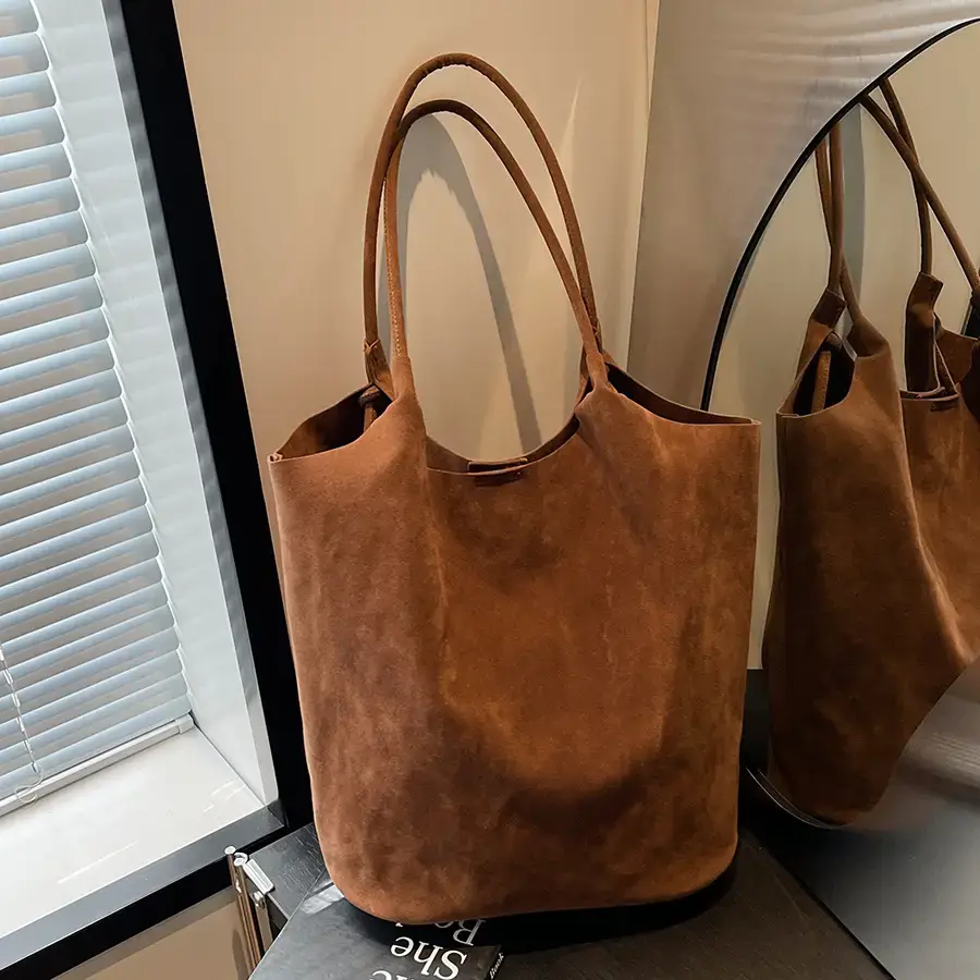 Women's Brown Suede Shoulder Bag Large Capacity 2024 - Image 5