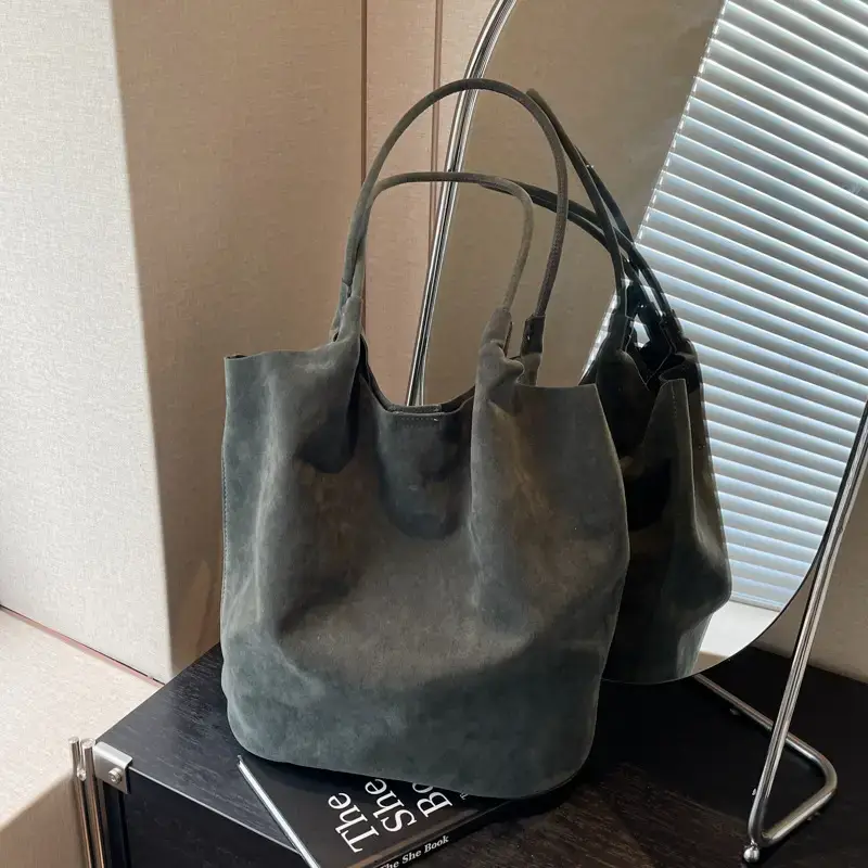 Women's Brown Suede Shoulder Bag Large Capacity 2024 - Image 6