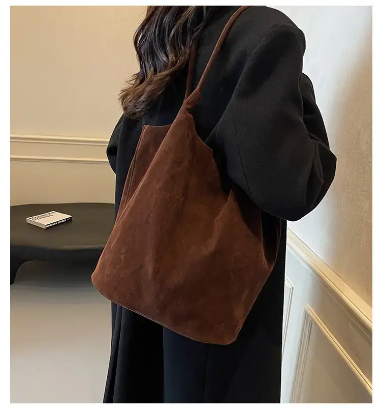 Women's Brown Suede Shoulder Bag Large Capacity 2024 — feature 1