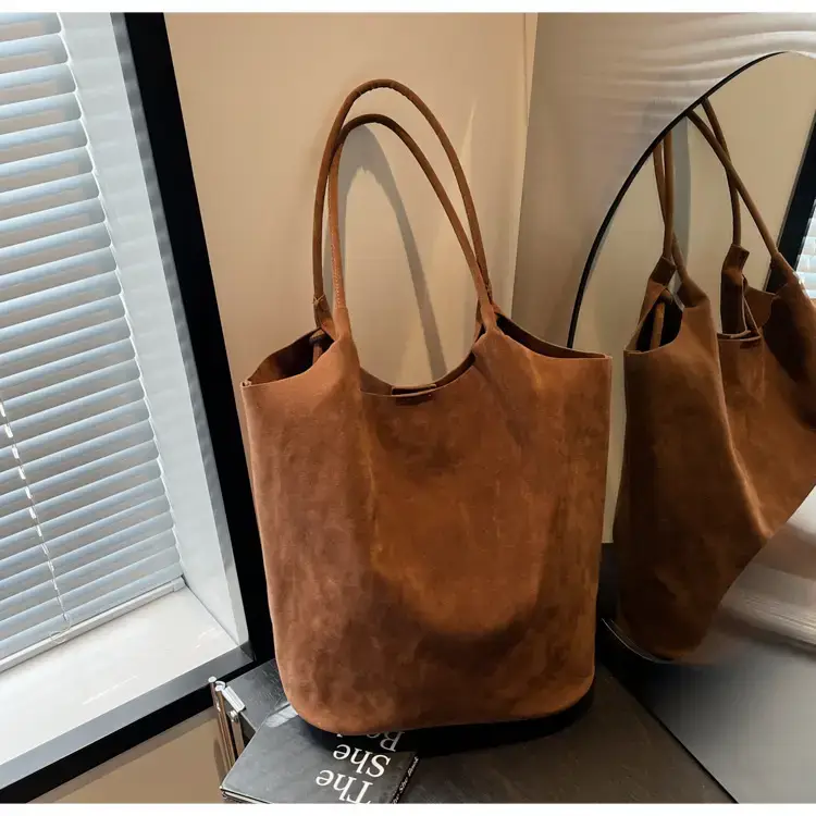 Women's Brown Suede Shoulder Bag Large Capacity 2024 — feature 14