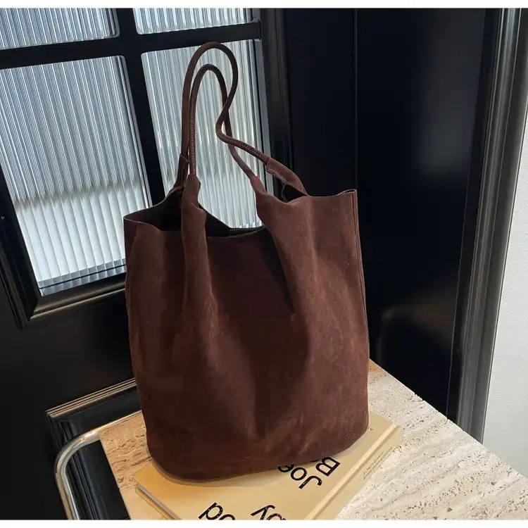 Women's Brown Suede Shoulder Bag Large Capacity 2024 — feature 22