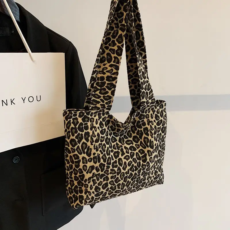 Leopard Print Canvas Shoulder Bag 2026 Spring Summer - Image 3