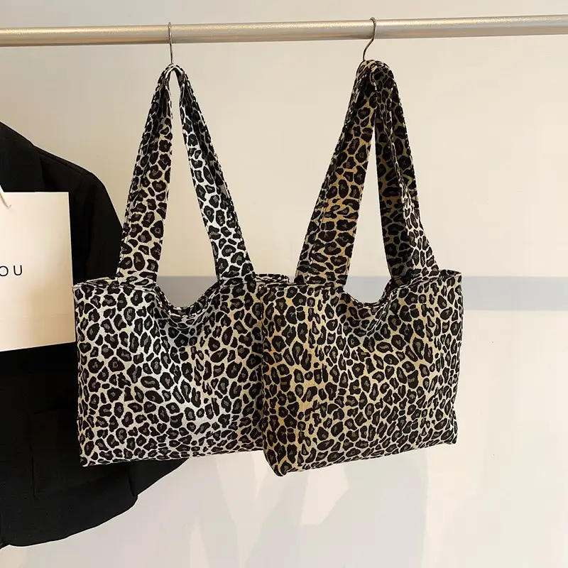 Leopard Print Canvas Shoulder Bag 2026 Spring Summer - Image 5