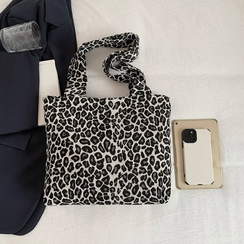 Leopard Print Canvas Shoulder Bag 2026 Spring Summer - Image 6