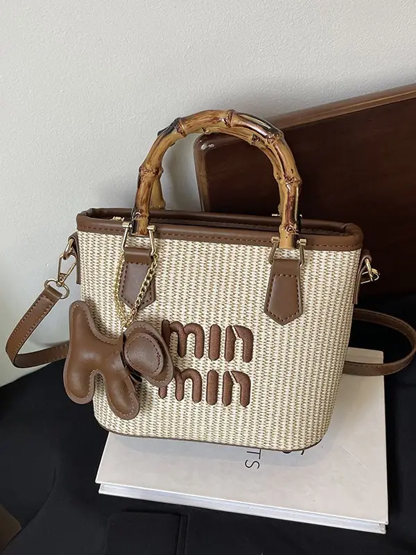 Women's Woven Handbag with Cat Design 2024 - Image 4