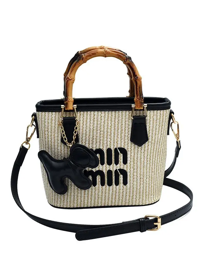 Women's Woven Handbag with Cat Design 2024 - Image 7