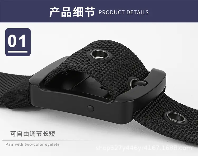 Men's Belt Alloy Swivel Buckle Canvas Trouser Belt Double-Sided — feature 10