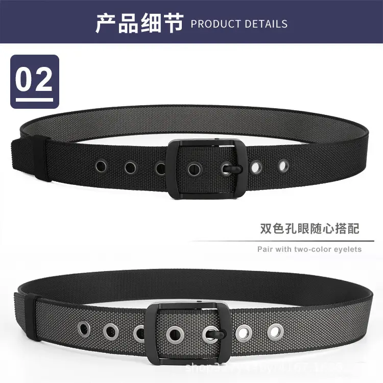 Men's Belt Alloy Swivel Buckle Canvas Trouser Belt Double-Sided — feature 11