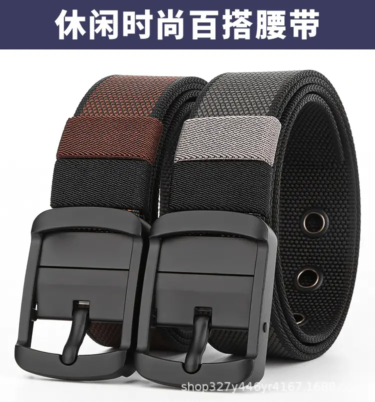Men's Belt Alloy Swivel Buckle Canvas Trouser Belt Double-Sided — feature 5