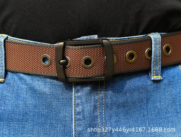 Men's Belt Alloy Swivel Buckle Canvas Trouser Belt Double-Sided — feature 6