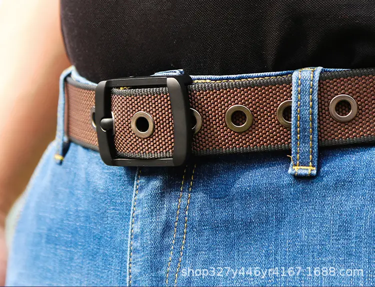 Men's Belt Alloy Swivel Buckle Canvas Trouser Belt Double-Sided — feature 7