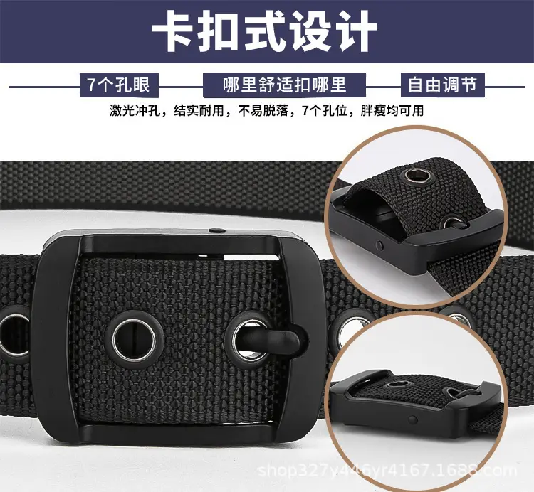 Men's Belt Alloy Swivel Buckle Canvas Trouser Belt Double-Sided — feature 8