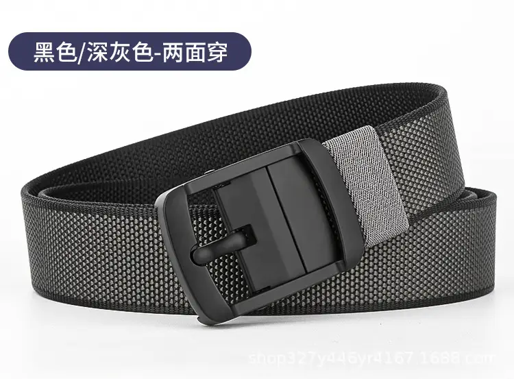 Men's Belt Alloy Swivel Buckle Canvas Trouser Belt Double-Sided - Image 2