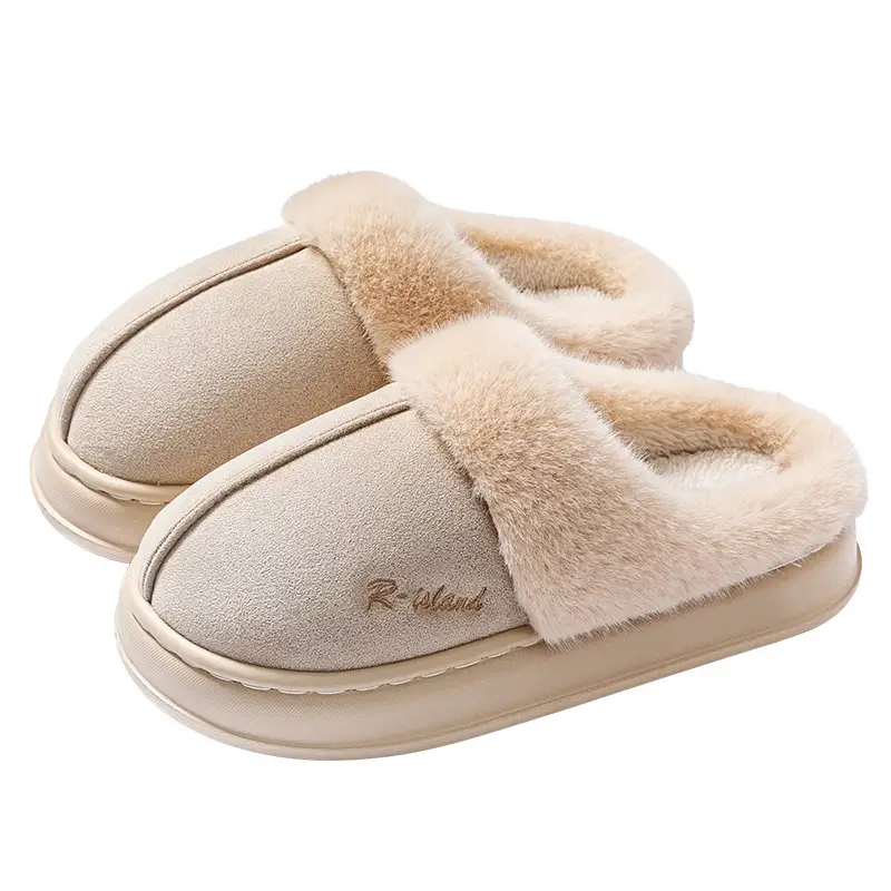 Cotton slippers women autumn and winter new home wool plush warm thick-soled non-slip floor cotton shoes men wear students wholesale - Image 9