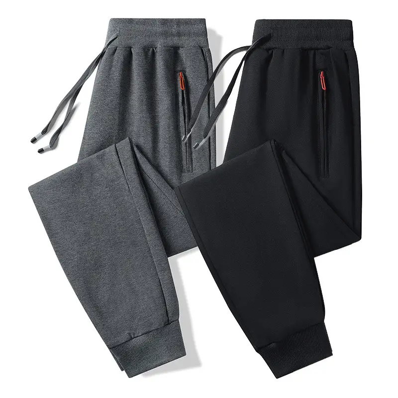 Pants Men's Spring and Autumn Pure Cotton Casual Pants Men's plus size Wide-legged Sweatpants Men's Loose Straight-legged Sports Pants