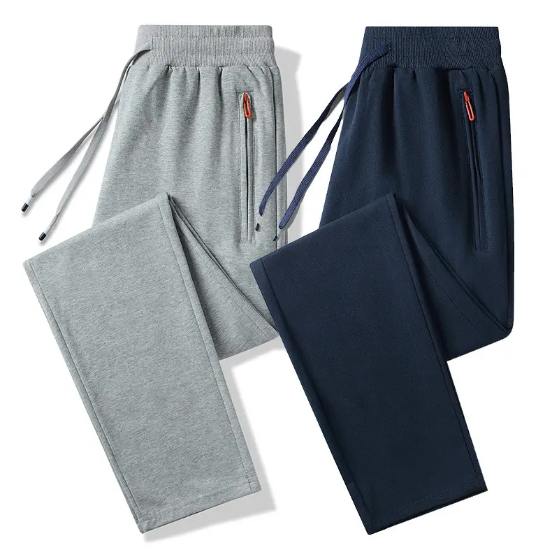 Pants Men's Spring and Autumn Pure Cotton Casual Pants Men's plus size Wide-legged Sweatpants Men's Loose Straight-legged Sports Pants