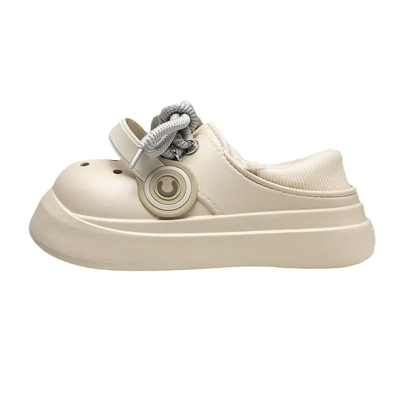 Autumn and winter super soft thick-soled hole shoes for lovers outdoor increased warm cotton shoes outdoor punk style home cotton slippers - Image 5