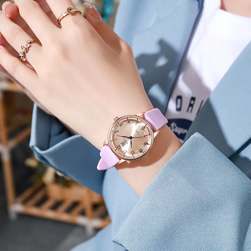 Women's Silicone Bracelet Quartz Watch with Bronze Dial - Image 5