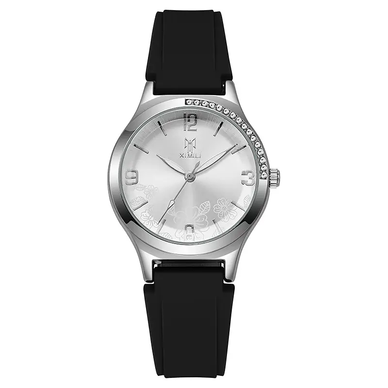 Classic Gray Silicone Tape Joker Quartz Women's Watch — feature 11