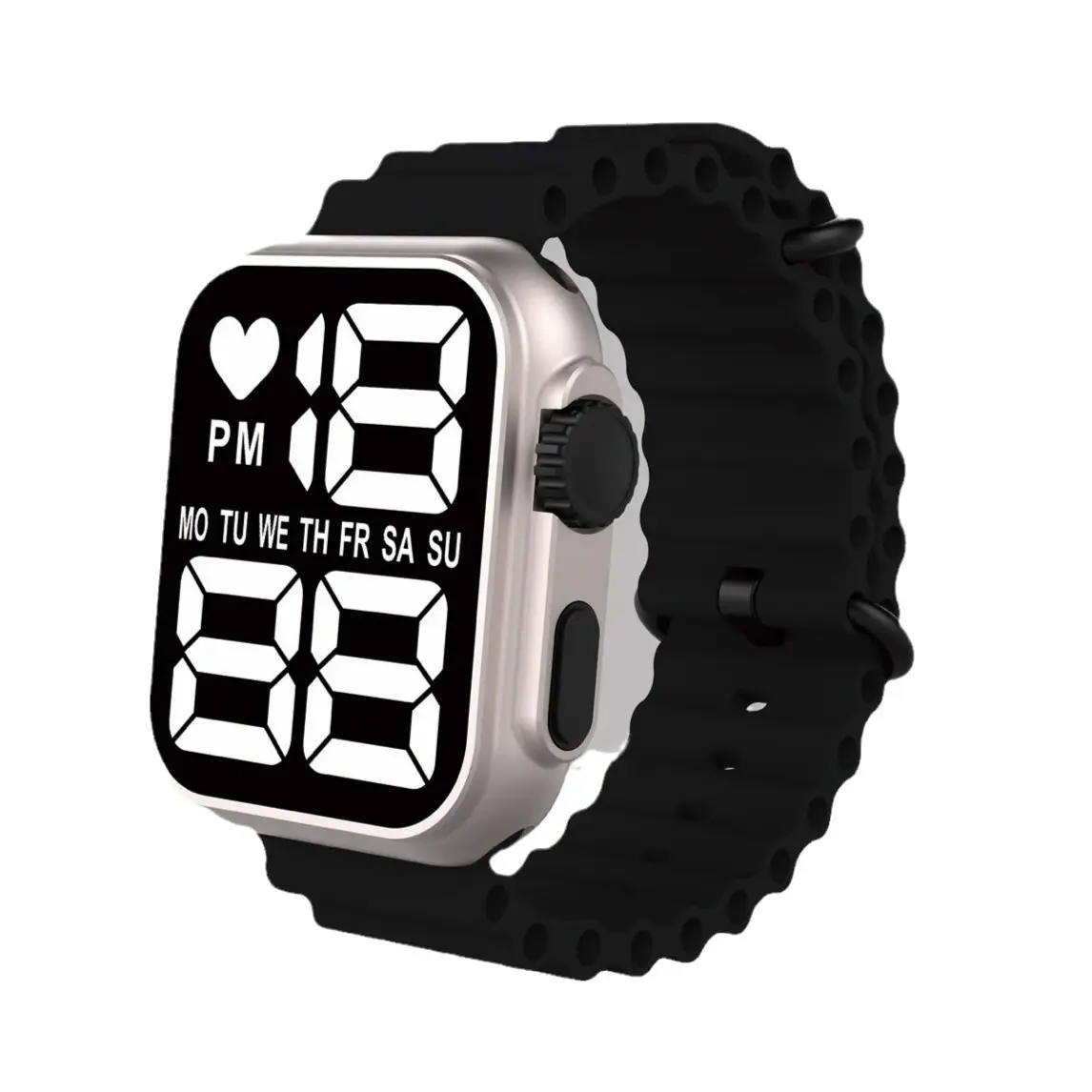 Digital Watch Rose Gold Black Band 88:30 PM - Image 13