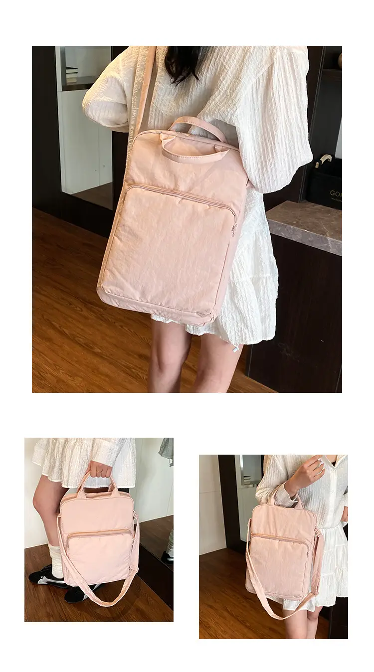 Women's Pink Nylon Shoulder Bag Large Capacity Commuter — feature 6