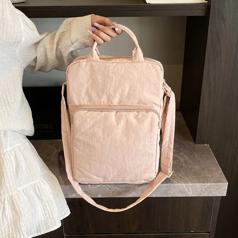 Women's Pink Nylon Shoulder Bag Large Capacity Commuter - Image 3