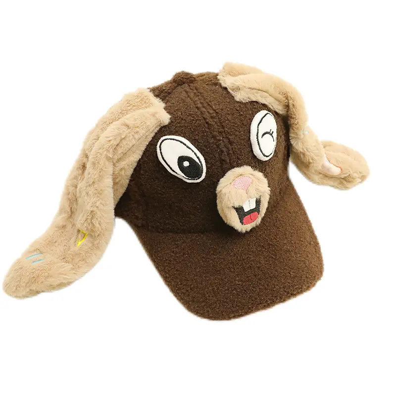 Cute Cartoon Rabbit Plush Cap for Women 2024 Winter