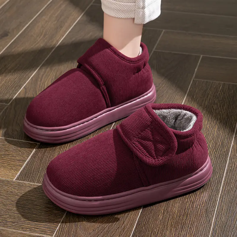 Women's High-top Cotton Slippers Women's Outfit Winter Indoor Household Warm Cotton Shoes with Heel for the Elderly Autumn and Winter Thick Sole - Image 8