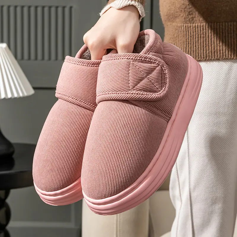 Women's High-top Cotton Slippers Women's Outfit Winter Indoor Household Warm Cotton Shoes with Heel for the Elderly Autumn and Winter Thick Sole - Image 9