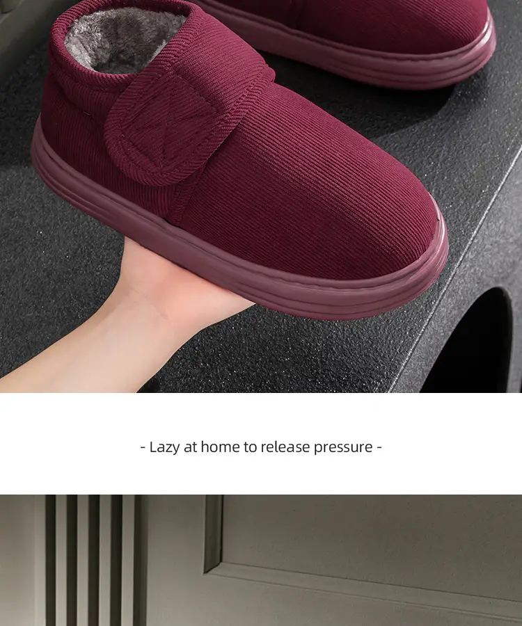 Women's High-top Cotton Slippers Women's Outfit Winter Indoor Household Warm Cotton Shoes with Heel for the Elderly Autumn and Winter Thick Sole — feature 17