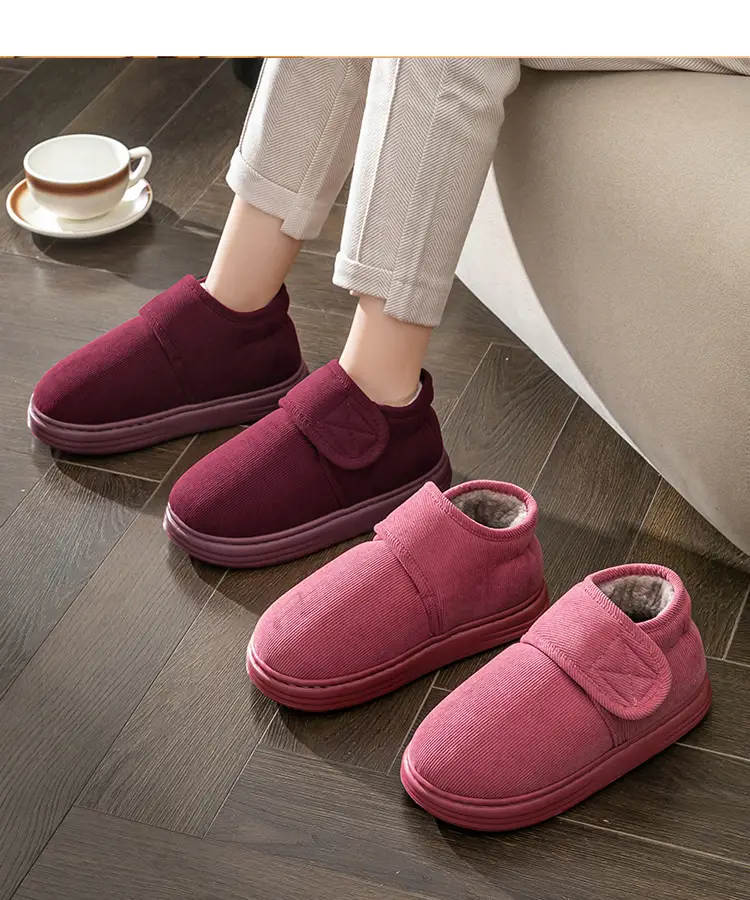 Women's High-top Cotton Slippers Women's Outfit Winter Indoor Household Warm Cotton Shoes with Heel for the Elderly Autumn and Winter Thick Sole — feature 19