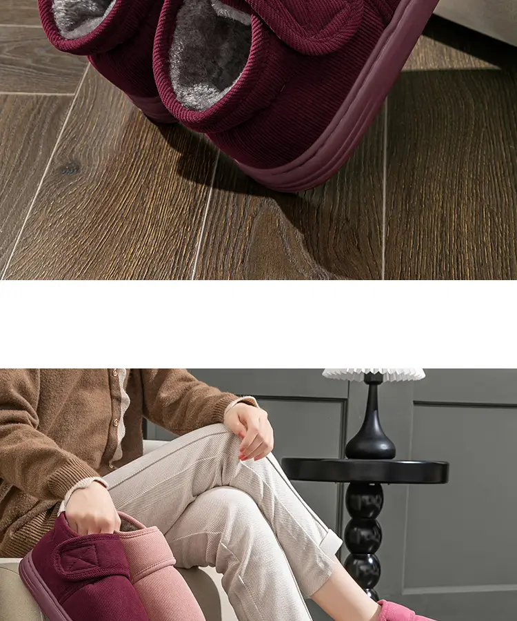 Women's High-top Cotton Slippers Women's Outfit Winter Indoor Household Warm Cotton Shoes with Heel for the Elderly Autumn and Winter Thick Sole — feature 22