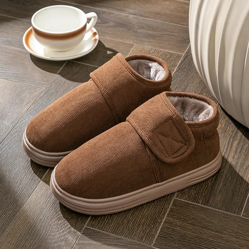 Women's High-top Cotton Slippers Women's Outfit Winter Indoor Household Warm Cotton Shoes with Heel for the Elderly Autumn and Winter Thick Sole - Image 6