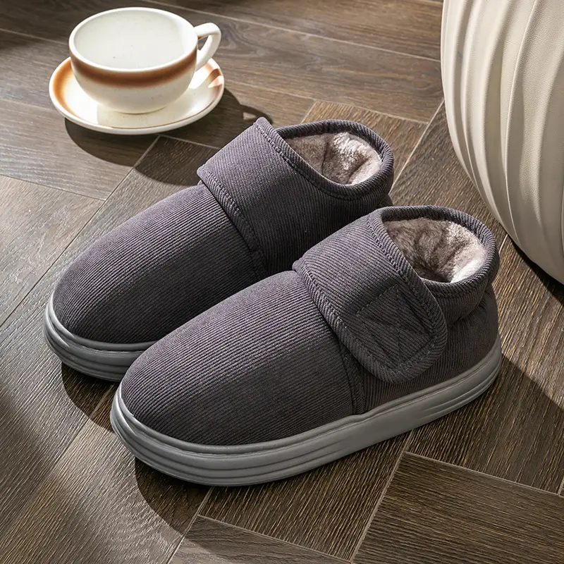 Women's High-top Cotton Slippers Women's Outfit Winter Indoor Household Warm Cotton Shoes with Heel for the Elderly Autumn and Winter Thick Sole - Image 7