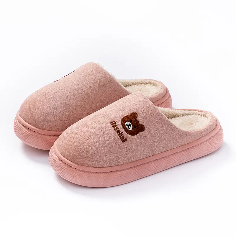 Bear Shaped Cotton Slippers for Women Warm Indoor Winter