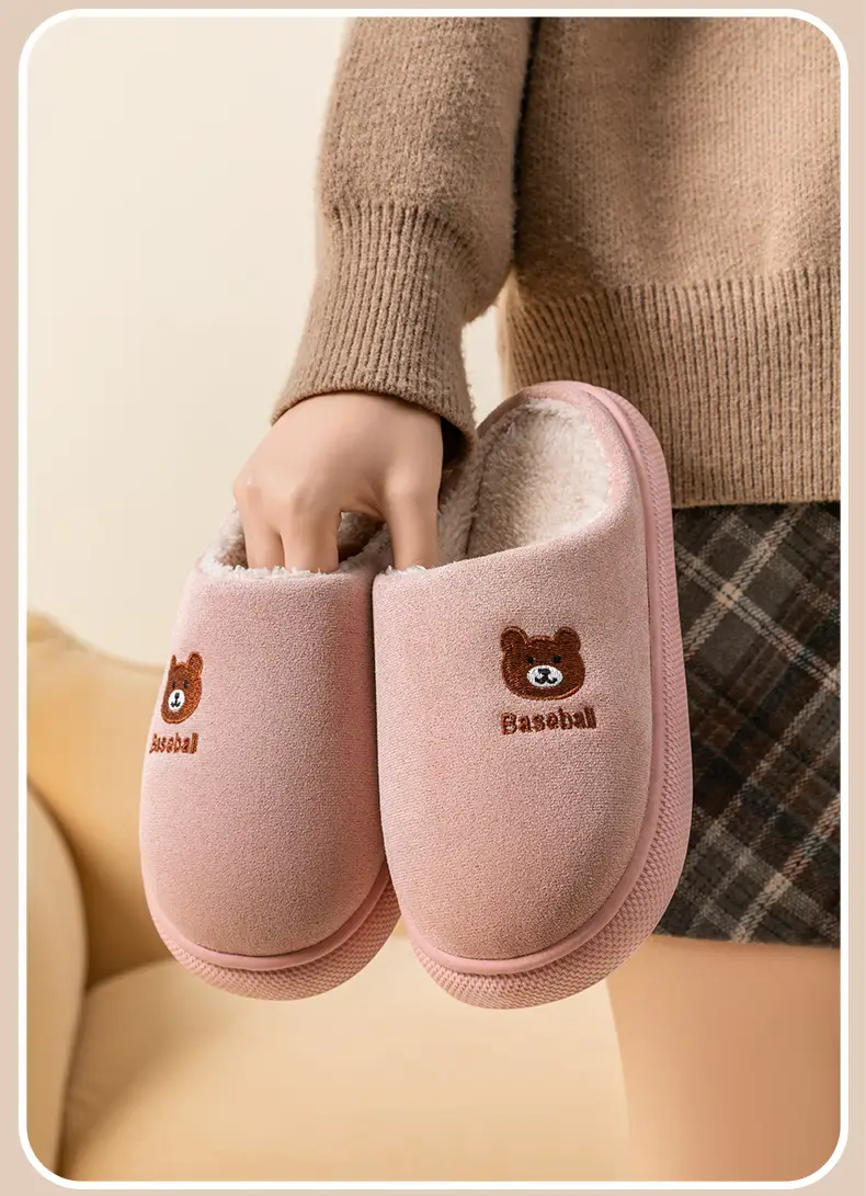 Bear Shaped Cotton Slippers for Women Warm Indoor Winter — feature 21