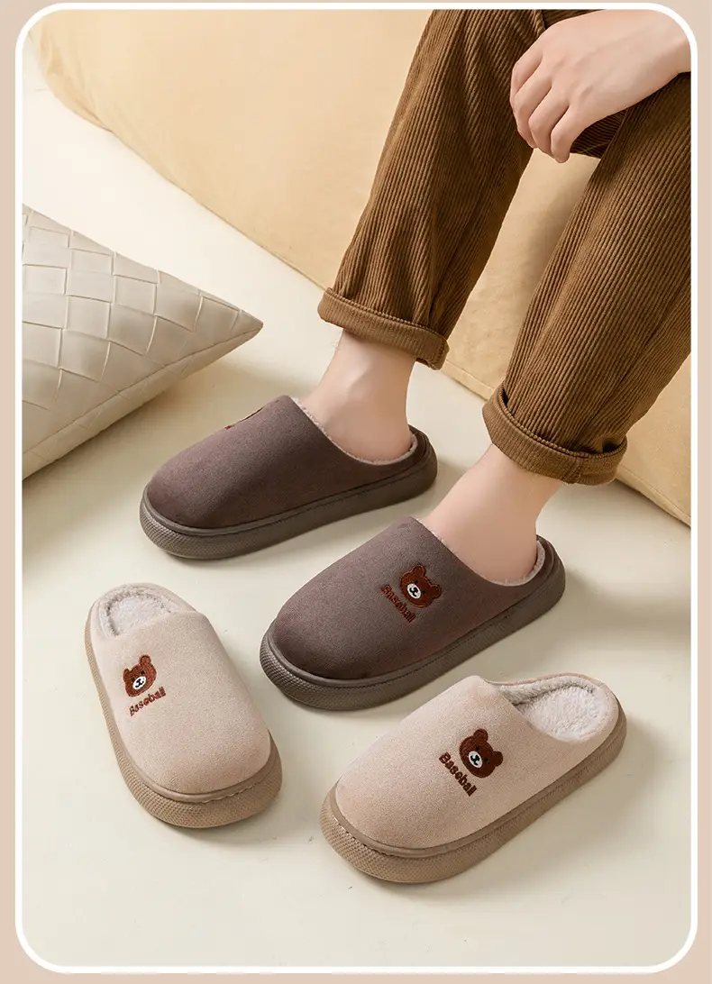 Bear Shaped Cotton Slippers for Women Warm Indoor Winter — feature 22