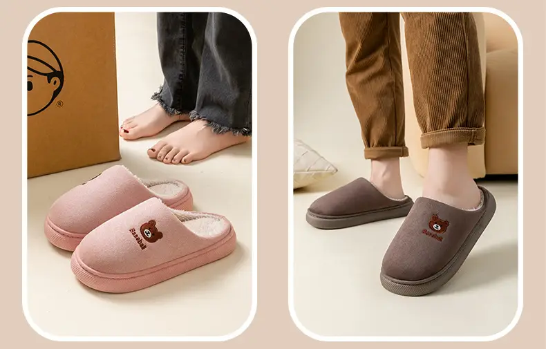 Bear Shaped Cotton Slippers for Women Warm Indoor Winter — feature 23